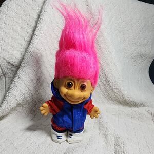 Copied - Vintage Russ Troll Doll 5” Hot Pink " Hair Jogger Track Suit